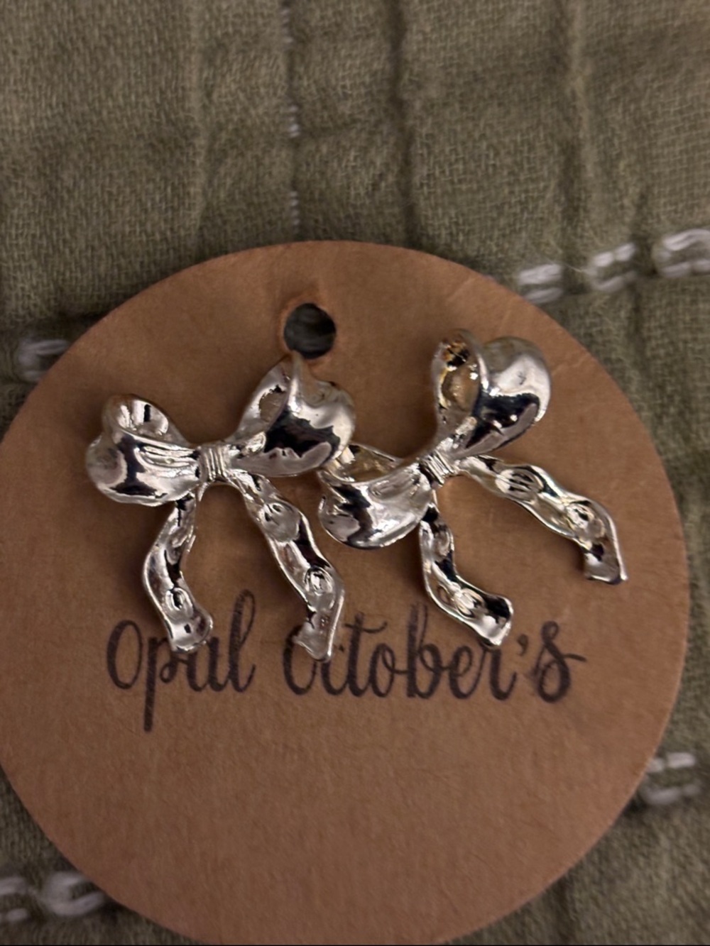 Silver Bow Stud Earrings - Shiny Metal Accent
